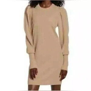 Wayf || camel bishop sleeves sweater dress